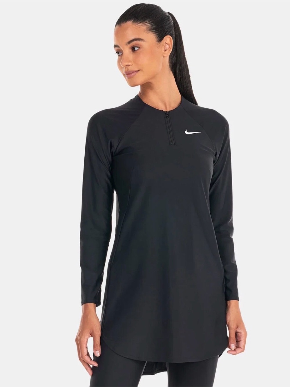 Nike Swim Women's Victory Full-Coverage Modest Black Swimming Tunic UPF 40+